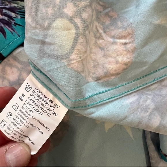 NWOT Fun Teal Pineapple Button Front Casual Short Sleeve Shirt 3XL - Picture 3 of 3